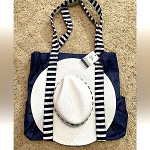 Hat Carrying Tote Bag Large Beach Towel Travel Tote Built in Straps / Hat Carry